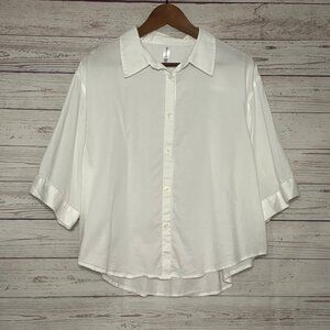Athleta Organic Cotton‎ Dreams Oversized Cropped Button Up Small
